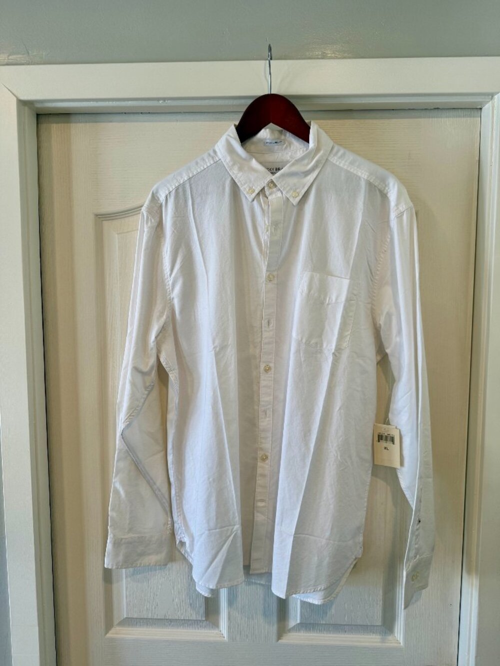Lucky Brand Button Down Shirt, White Label Fit, Mens XL, White, NWT